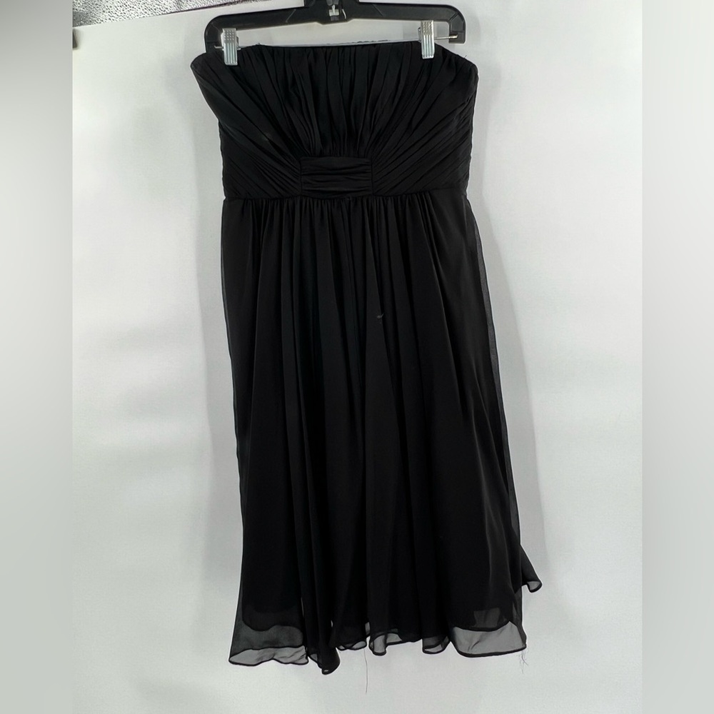 Suzi Chin black silk ruched strapless dress sweetheart neckline size 8